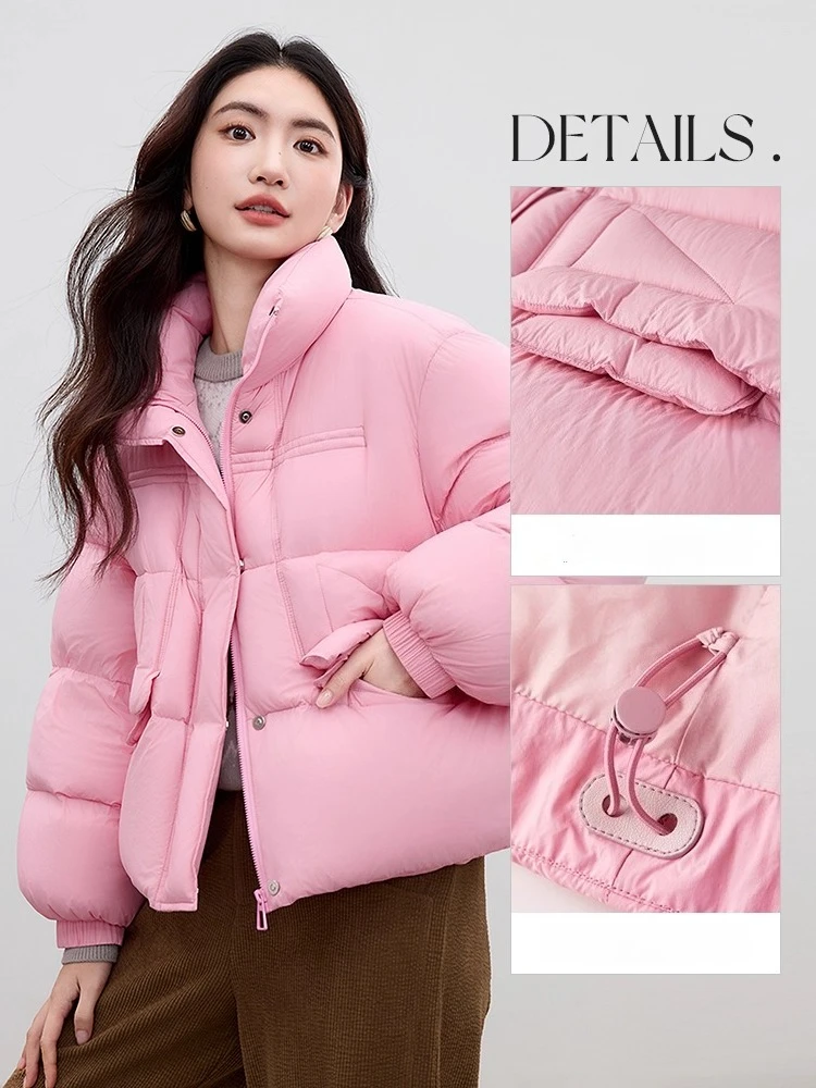 SENTUBILA Dames Winter Donsjacks 2025, Opstaande Kraag Puffer Donsjack Lichtgewicht Warme Outerwears Vrouwelijke Kleding W54YC2158
