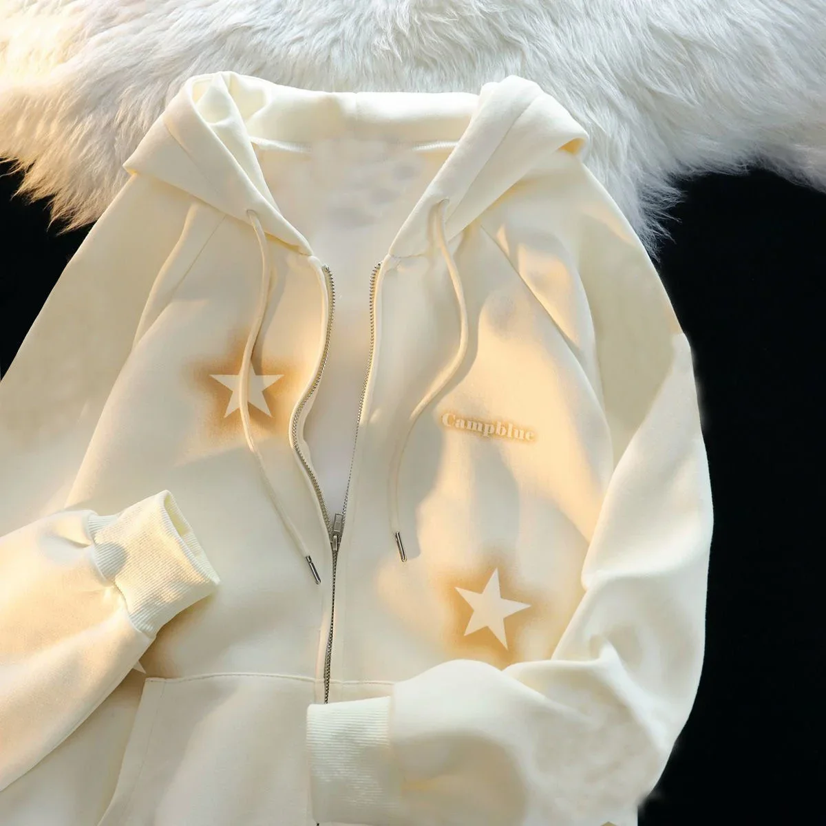 새로운 핫 레트로 그래피티 스타 프린트 후드 지퍼 코트 컬렉션 봄 가을 캐주얼 패션 트렌드 다용도 레이지 윈드