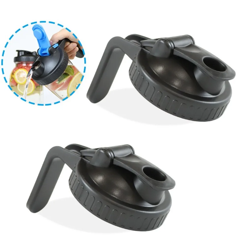 New Reusable Mason Jar Lids 86mm for Wide Mouth Jar Seal Bottle Cover Plastic Leak-proof Spout Lid with Handle Home Kitchen Tool