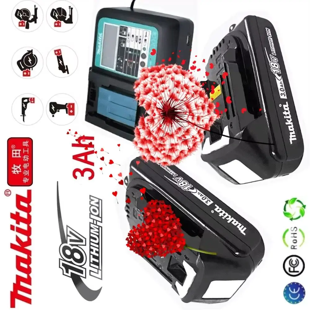 نسخة مطورة جديدة 18 فولت ماكيتا 3Ah لبطارية ماكيتا BL1840 BL1830B BL1850B BL1850 BL1860 بطارية ليثيوم بديلة + شاحن