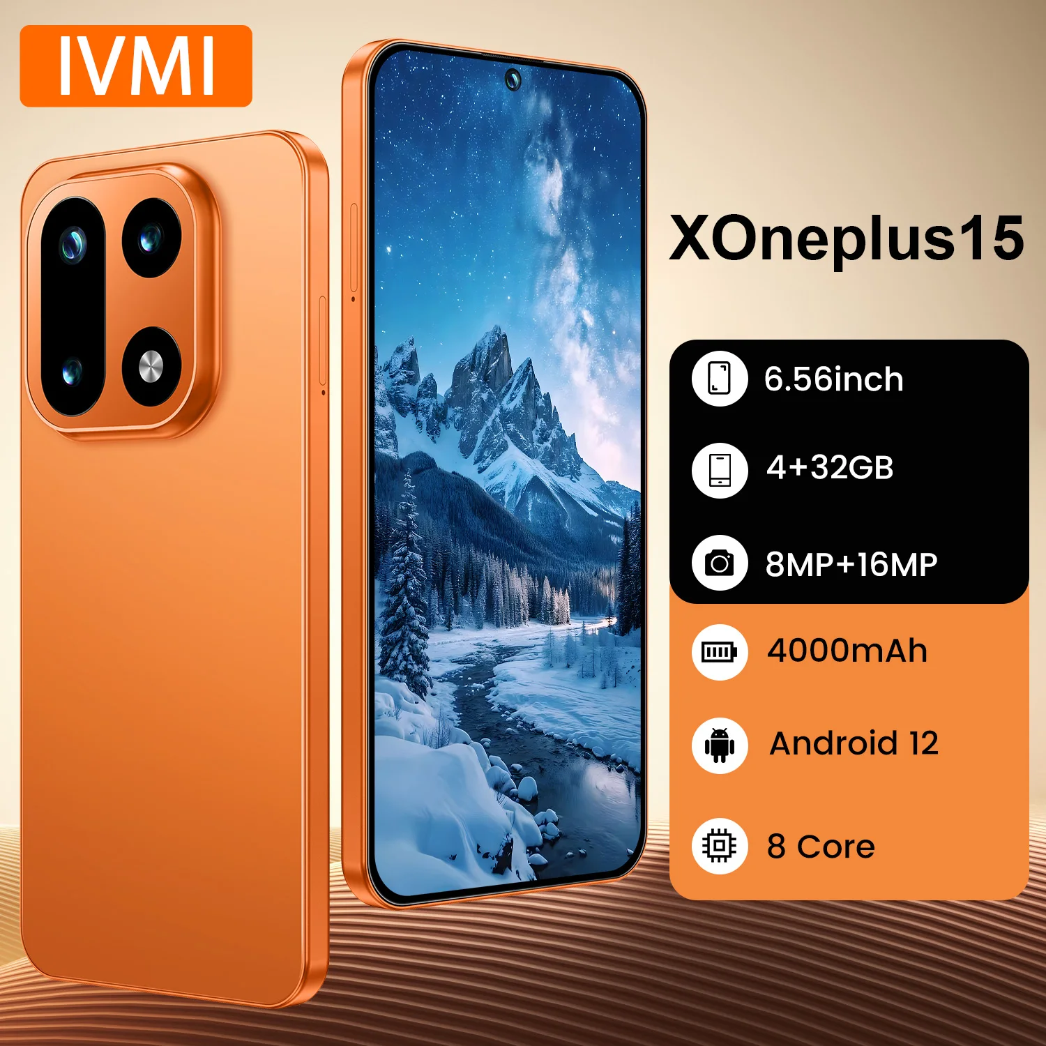 

IVMI XOnePlus15 Smartphone Android12 6.56 inch Screen 4+32GB 8+16MP Mobile Phone 4000mAh For Google Play Store Phone
