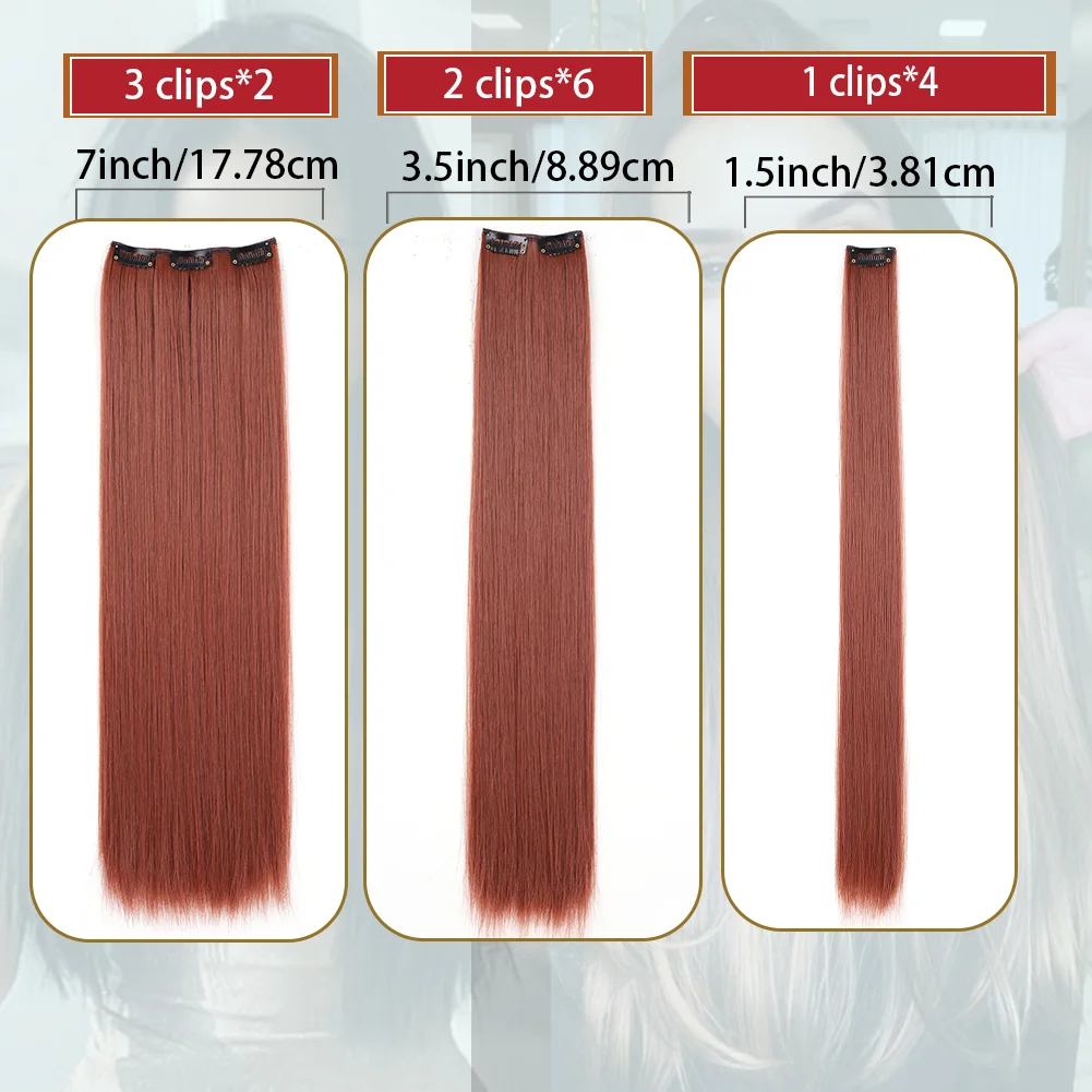 12pcs/set Clip in Hair Extensions  Long Straight Hairstyle 22 Clips Synthetic Hairpieces for Women