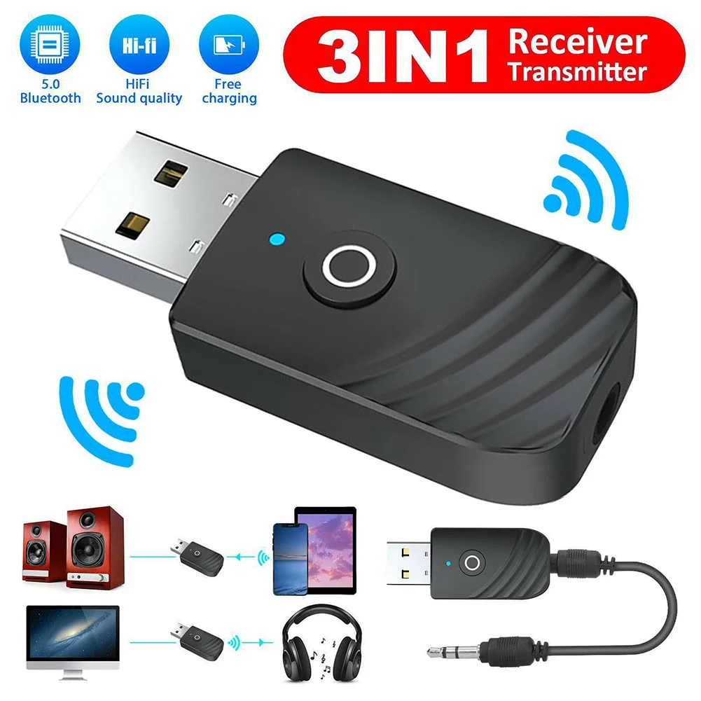 

Wireless Usb Bluetooth-compatible 5.0 Audio Receiver Transmitter 2-in-1 Car Bluetooth-compatible Adapter For Tv Pc Car