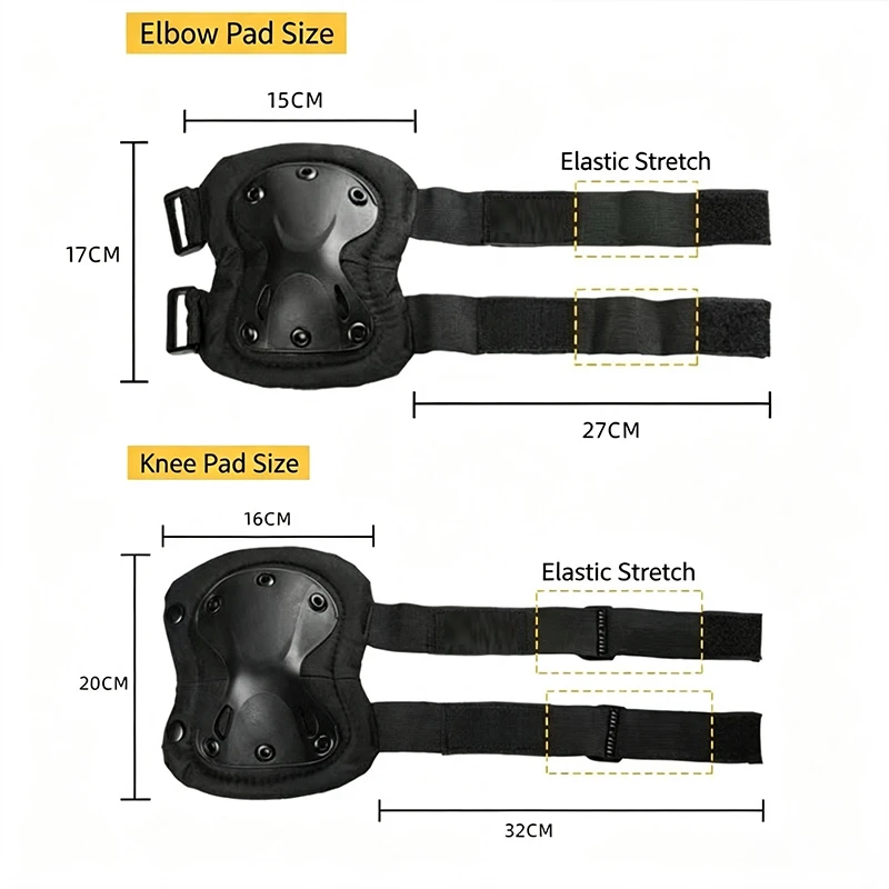 4Pcs Professional Tactical Combat Knee And Elbow Protective Pads Set for Outdoor Training Cycling Skates Skateboarding