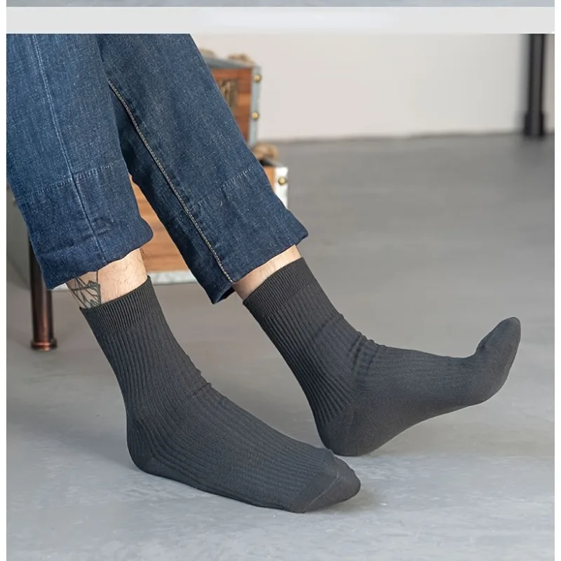 Herrensocken 5-Paar-Set – atmungsaktiv und weich, für alle Jahreszeiten geeignet, geeignet für Freizeitsport, Business-Kleider – Detail 5