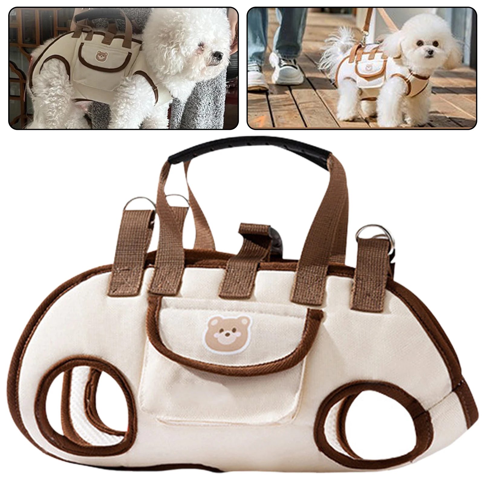 Hunde Liftgurt Hundeträger Einstellbare Leine mit kleinem Welpen behandelt Bag Multifunktion atmungsaktiver Haustierträger Rucksack