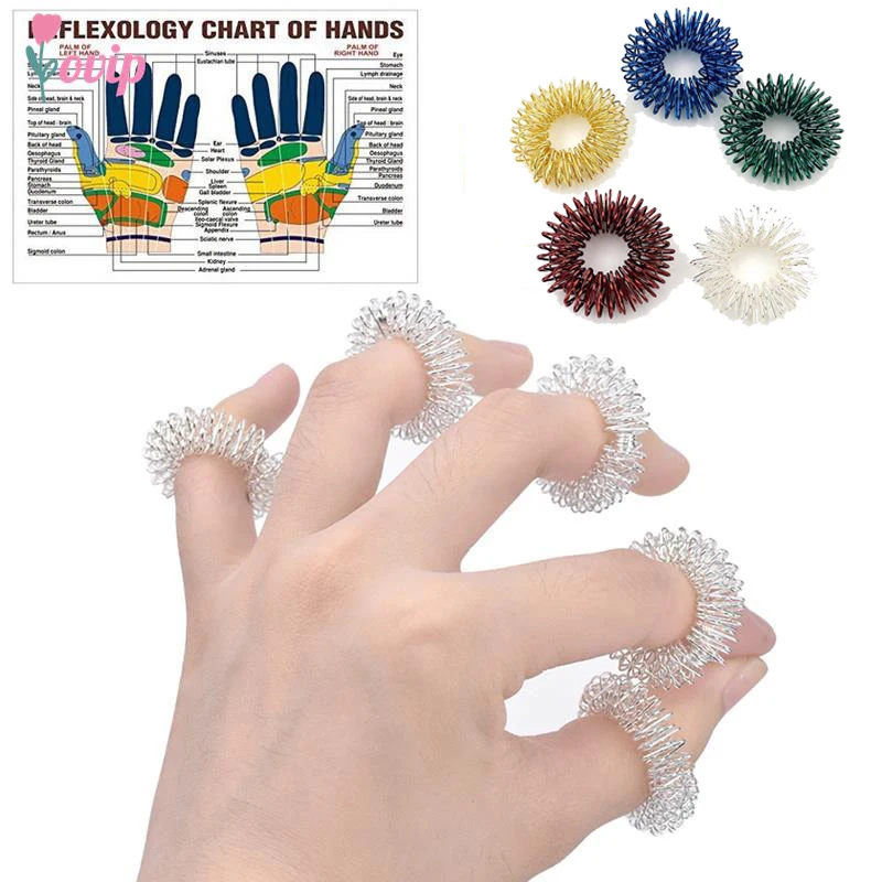 

10pcs/Set Relax Hand Blood Circulation Stainless Steel Finger Massage Ring Acupuncture Ring Therapy Pain Relief Health Care