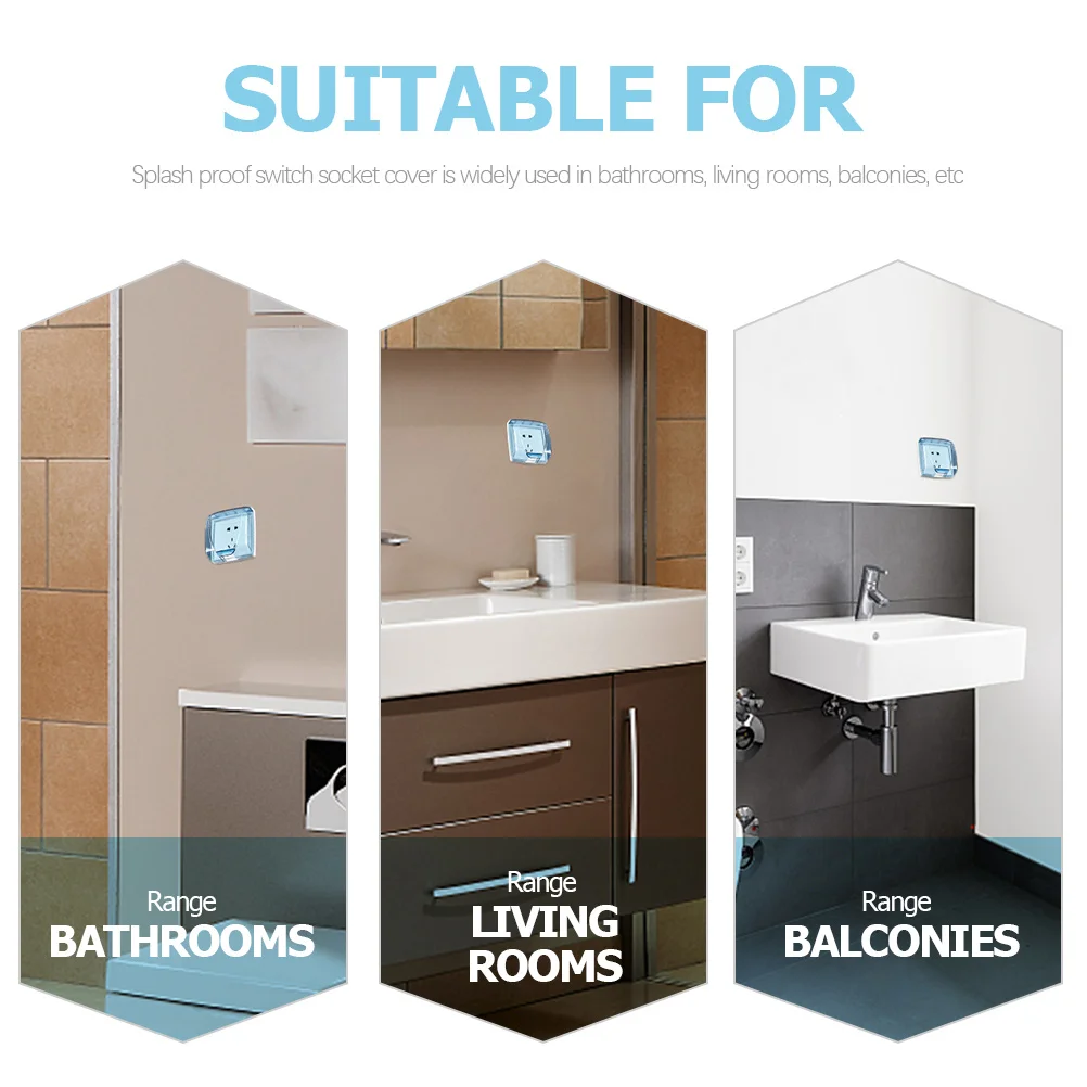 

6 шт. водонепроницаемая розетка для ванной комнаты, самоклеящаяся защитная крышка розетки для кухни, гостиной, офиса