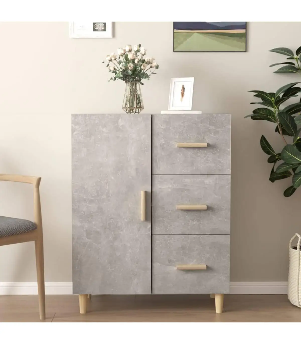 69,5x34x90 cm concrete gray plywood sideboard