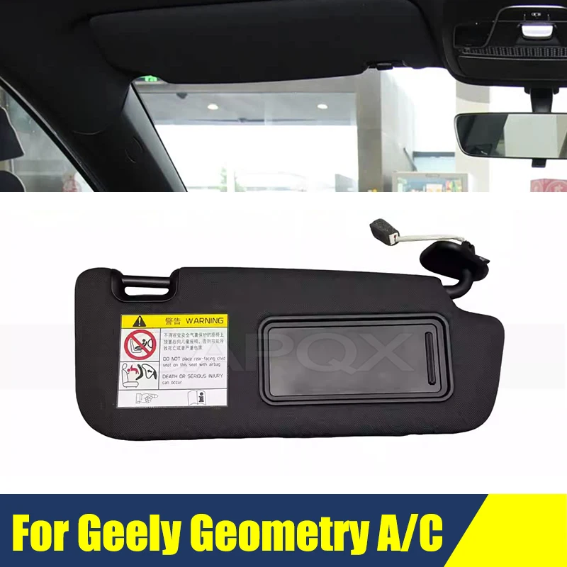 

Черный солнцезащитный козырек для Geely Geometry A/C, боковая шторка с зеркалом, накладка на солнцезащитный козырек, внутренняя солнцезащитная шторка