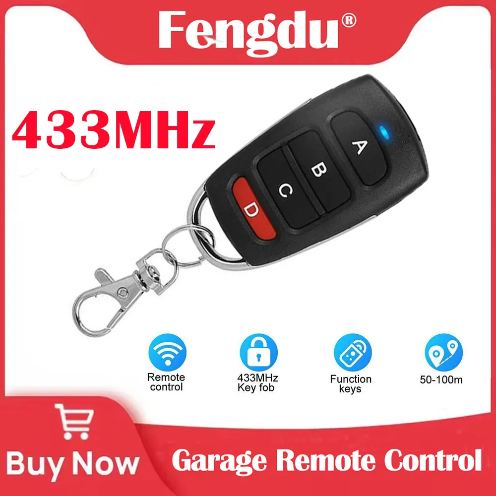ABCD زر لاسلكي RF التحكم عن بعد 433 ميجا هرتز بوابة كهربائية باب المرآب مفتاح تحكم عن بعد فوب المراقب المالي