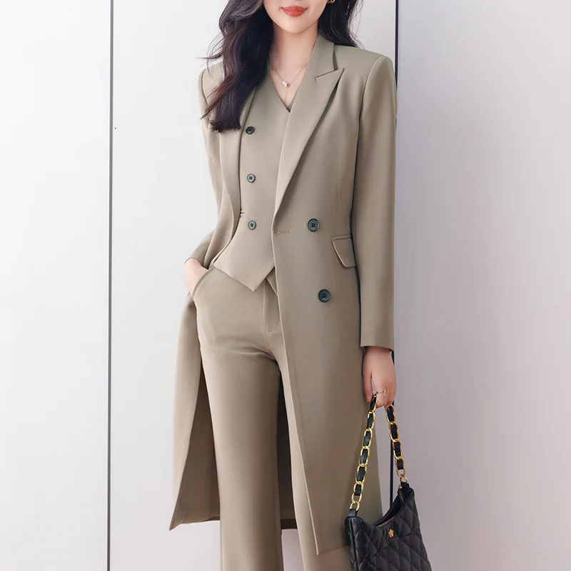 Tesco Senior Women\'s Suit Sets  Formal Ladies Long Blazer Temperament Business Suits Work Wear Office Uniform Pants Jacket Sets