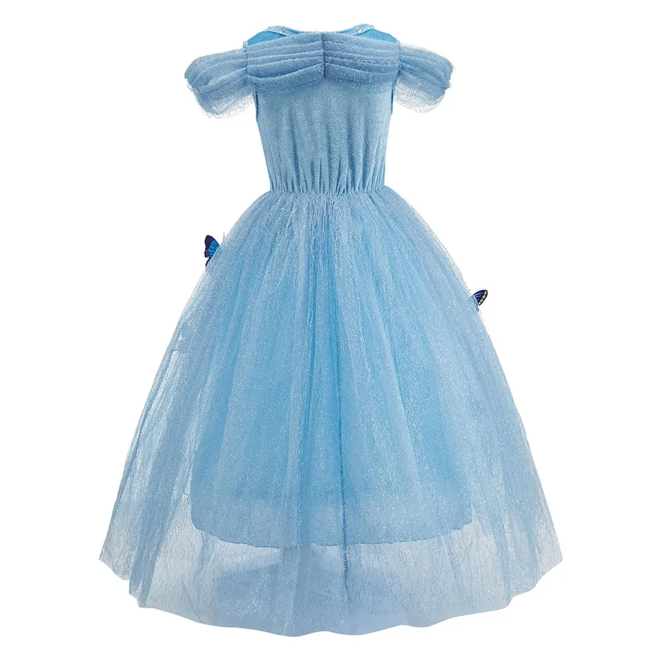 Kids Princess Dress Up with Butterflies Girls Cinderella Costume Carnival Outfits Birthday Clothes Children Party Fancy Disguise