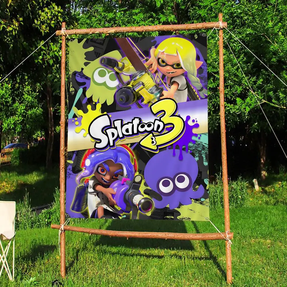 Game S-Splatoon 3 Large Size Flags Printing Patterns Interesting Birthday Party Decorations Banner