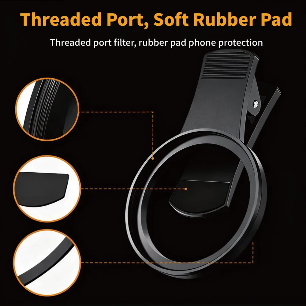 Clip de lente de cámara de teléfono móvil de 52mm, rosca Universal de aleación de aluminio para todos los teléfonos inteligentes, adaptador de lente UV CPL ND, montaje de anillo de filtro