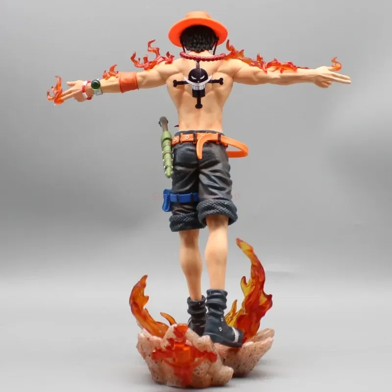 28cm One Piece Anime Flame Ace Figure Collection Scene Gk Action Figurine Pvc Model Toy With Light Decoration Ornament Doll Gift