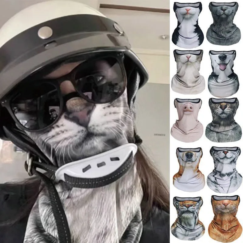 Cat Dog Cute Animal Balaclava Motorcycle Motocross Ski Snowboard Hat Helmet Liner Biker Neck Warmer Face Cap Cycling Headgear