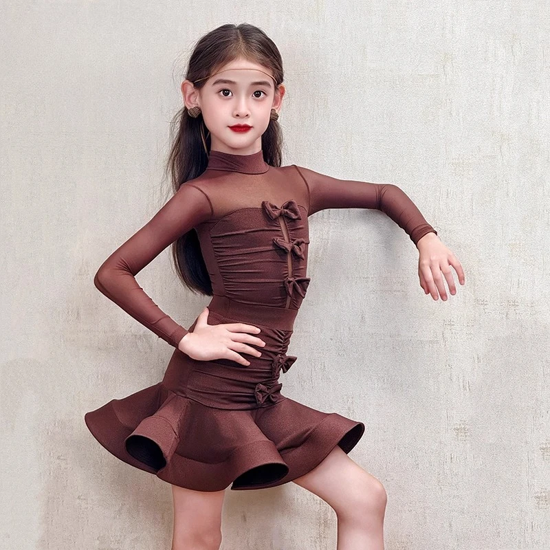 

Latin Dance Clothes Autumn and Winter Girls Internet Celebrity Training Training Clothes Children's Performance Clothes