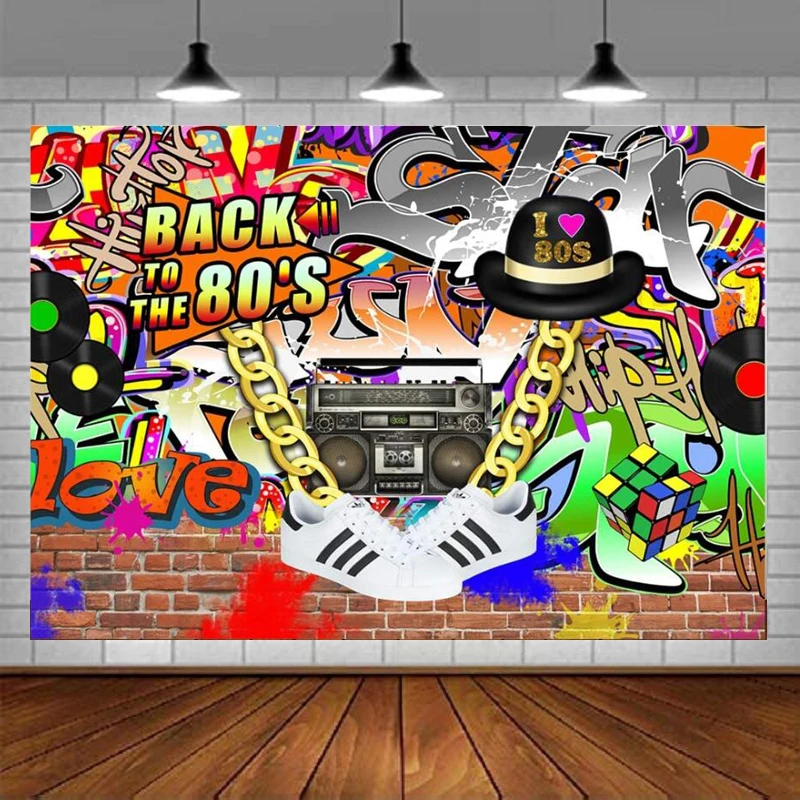 

Photography Backdrop Hip Hop Graffiti Art Brick Wall Music Radio Background Back To The 80's Fashion Portrait Decorations