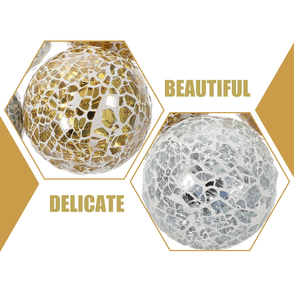 

2pcs Mosaic Sphere Ball Decorative Glass Ornaments Tabletop Home Crafts Centerpiece 8Cm For Wedding Anniversary Birthday Party