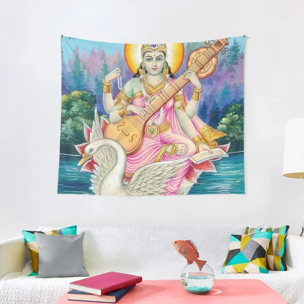 Saraswati Mata Painting Tapestry Home Decorating Bedrooms Decorations Room Decorations Tapete For The Wall Tapestry