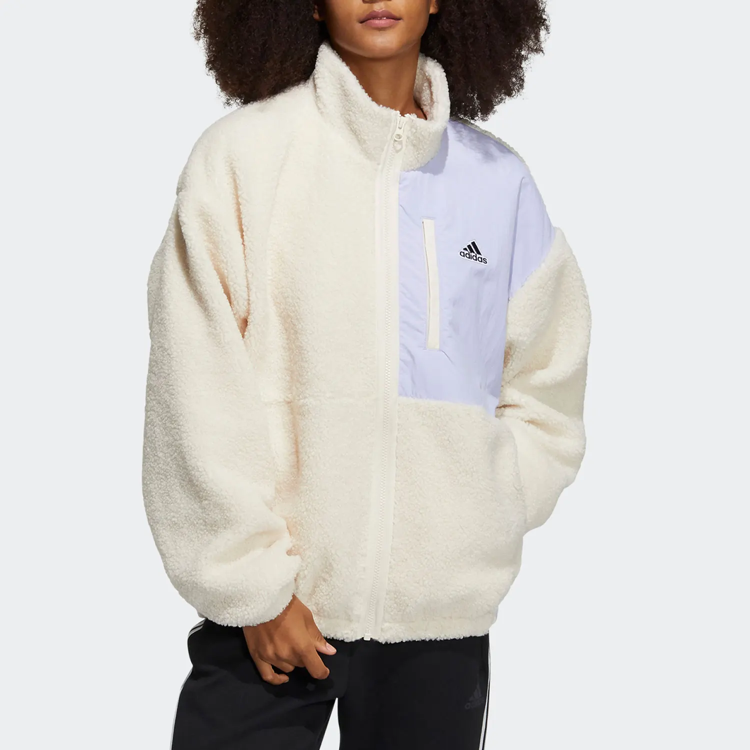 

Оригинальная женская свободная теплая флисовая спортивная куртка Adidas HD0363