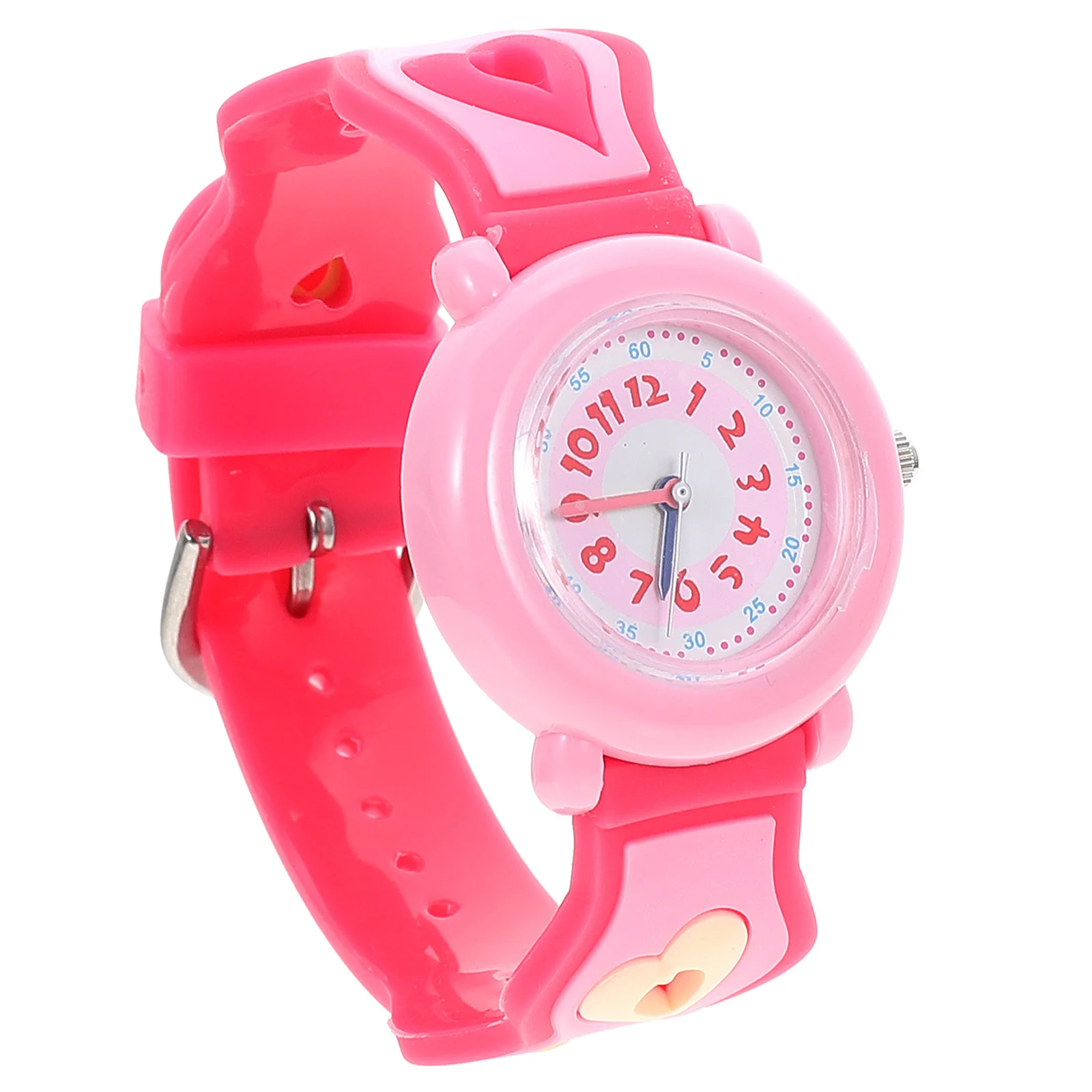 Silicone Watch Heart Design Cartoon Wristwatch Birthday Gift Lightweight Portable Adjustable Student Watch