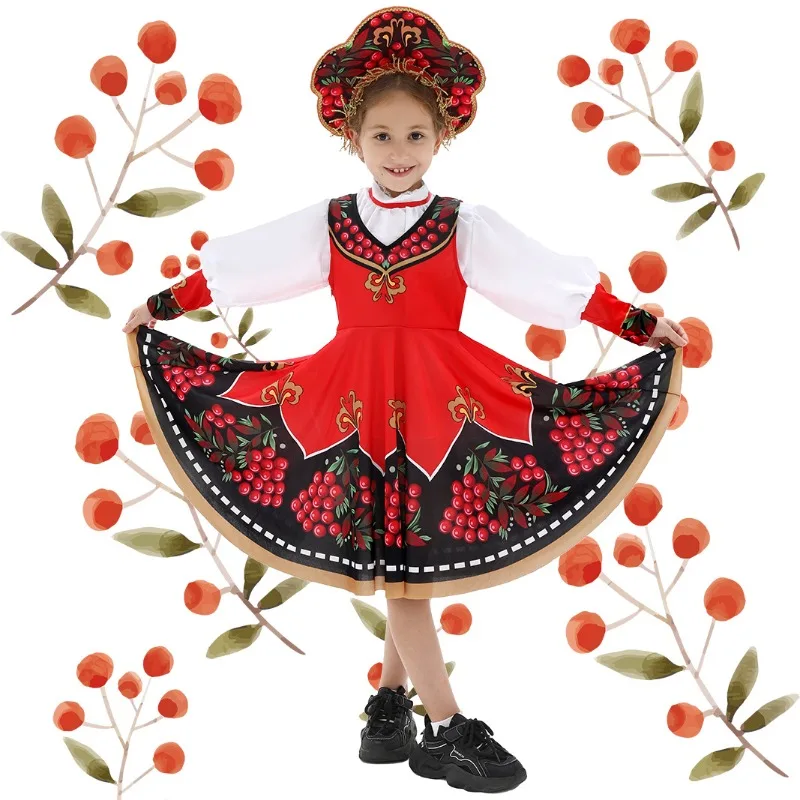 

Платье русской принцессы для девочек, народный костюм, этнический танцевальный наряд на Хэллоуин, детское сценическое вечерние карнавальное платье для косплея