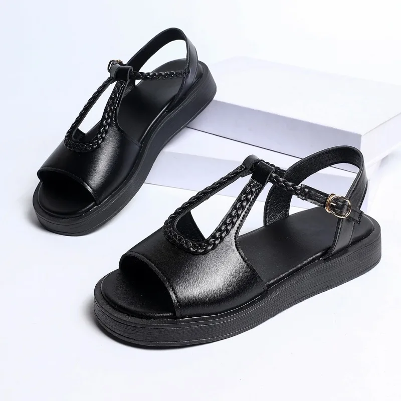 

Женские летние пляжные сандалии в ретро-стиле с мягкой подошвой, новинка 2026 года, дышащие, на платформе