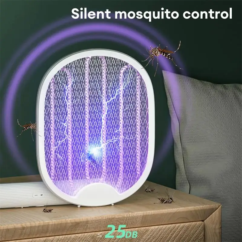 Foldable Electric Mosquito Killer USB Rechargeable Fly Swatter Trap Mosquito Racket Insect Killer with UV Light Bug Zapper New