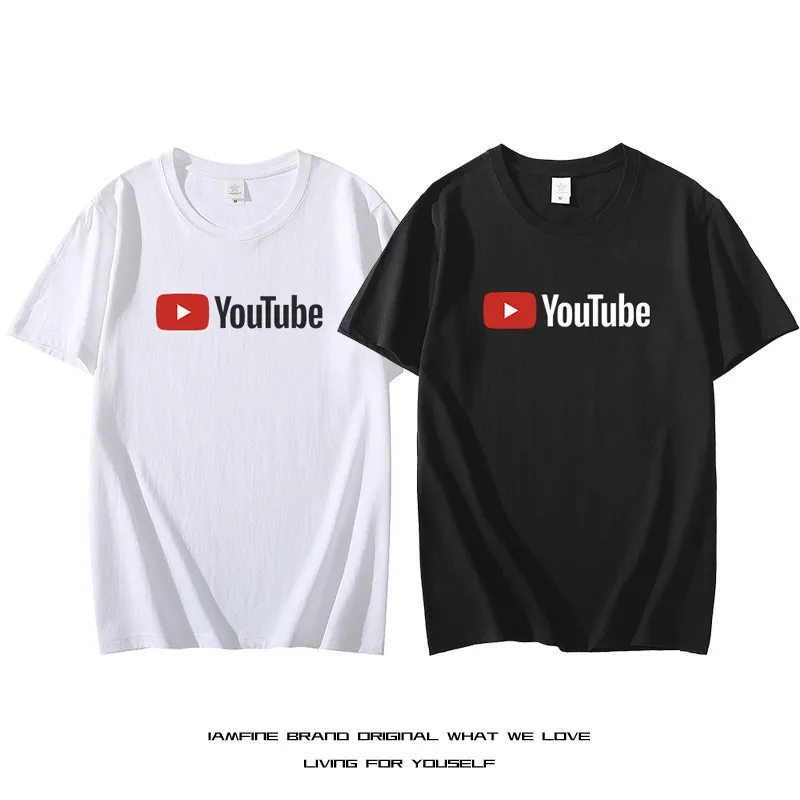 

Футболка с коротким рукавом для мужчин и женщин с принтом YouTube, для групповых фото и видеосъемок, хлопок