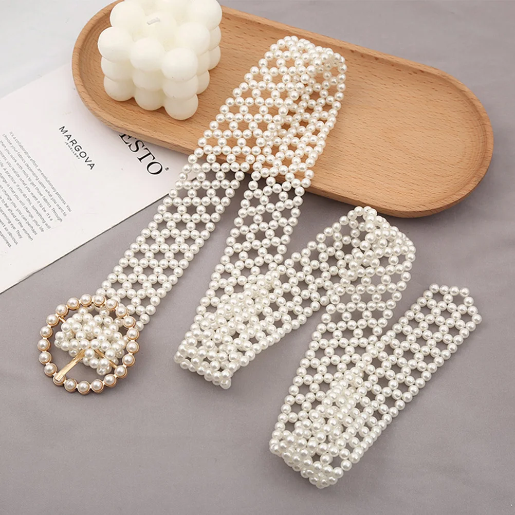 

1Pcs Women Pearl Waistbelt Fashion Waist Belt Decorative Dress Belt Chic Waistband for Women Waistbelt