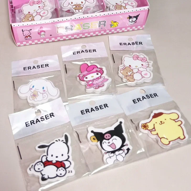 36pcs Sanrio Cartoon Eraser New Cute Pochacco Cinnamoroll Pencil Eraser Student Stationery Kid School Supplies Prizes Wholesale