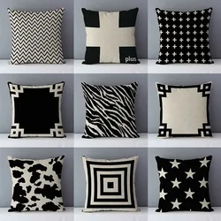 45x45cm square pillowcase  European Casual Cozy White & black geometric cushion cover for sofa/bed home decorative Pillow Case