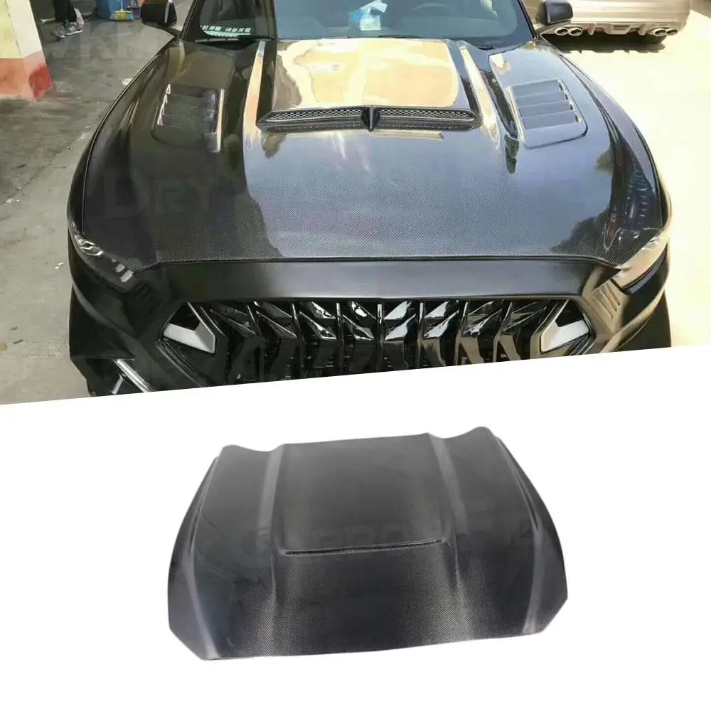 

For Ford Mustang Coupe Convertible 2 Door 2015-2017 Carbon Fiber Front Hood Covers Bumper Engine Bonnet Decoration Trims