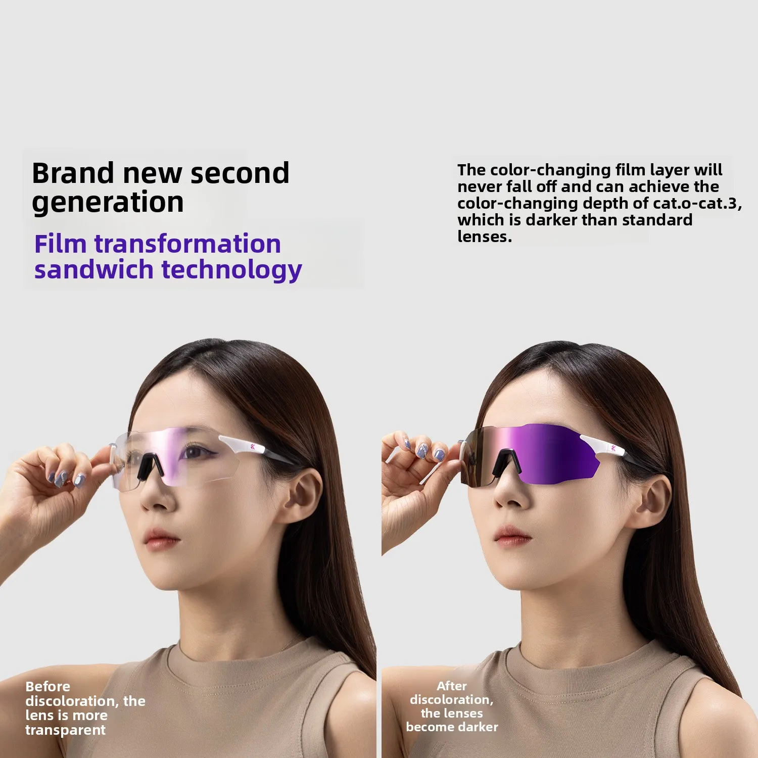 KAPVOE Cycling Glasses with Film Technology, Ultra-light Carbon Fiber for Marathon and Trail Running