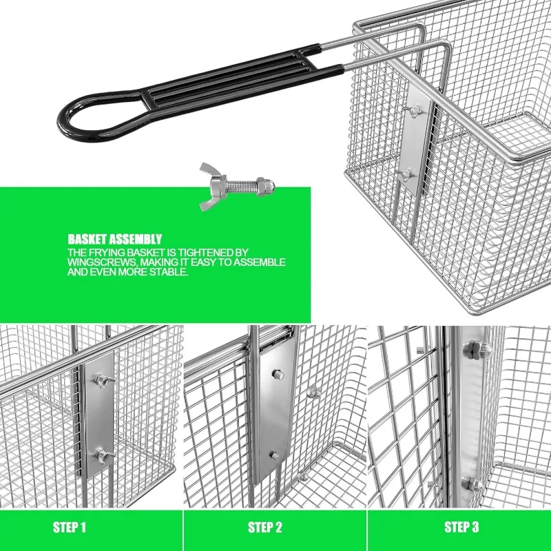 Friteuse commerciale électrique avec panier, 12l x 1/2/25 qt, pour touristes précieux