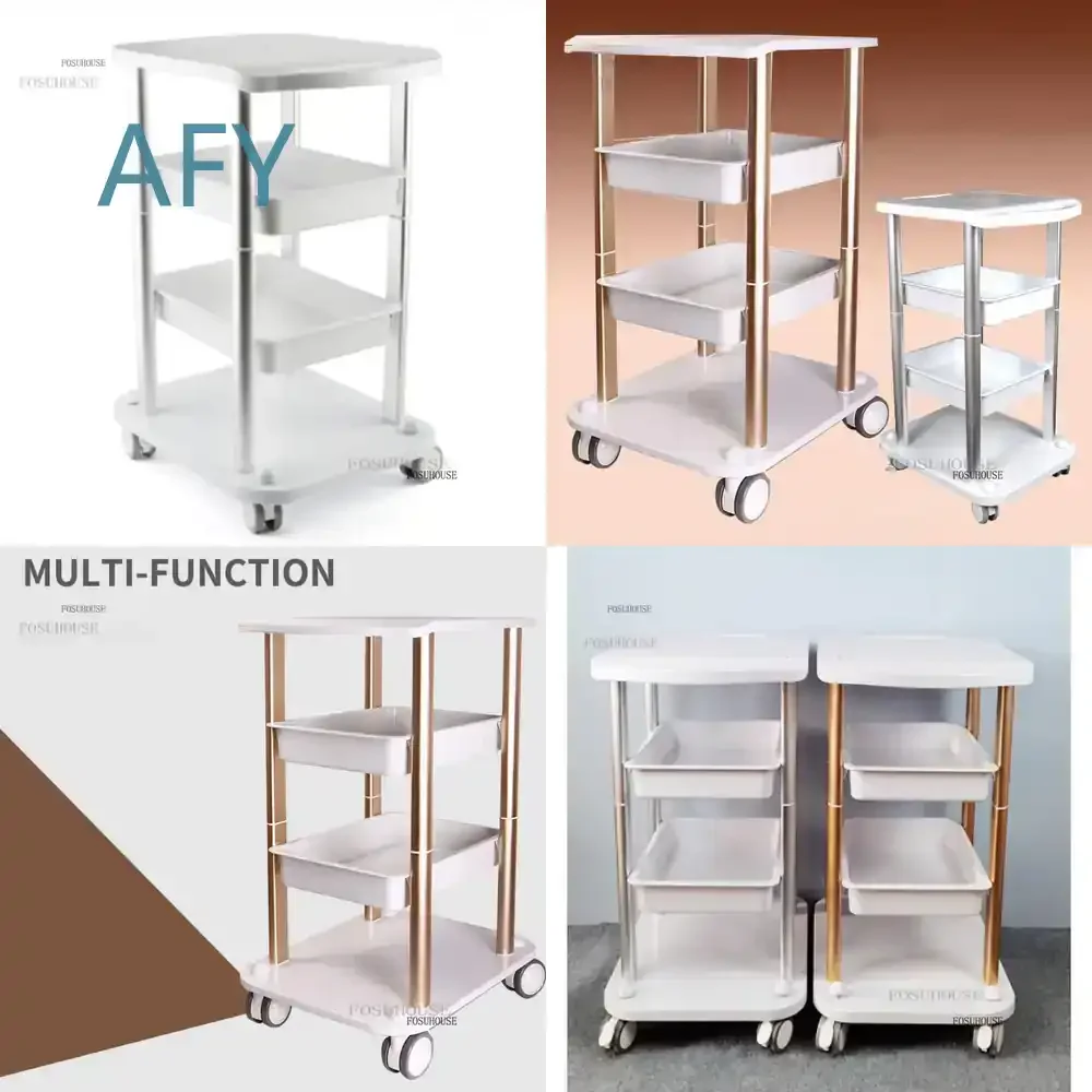 Trolley with Wheels for Multifunctional Beauty Tool Storage Mobile Salon Cart for Barber Shop Cosmetic Organizer Rolling