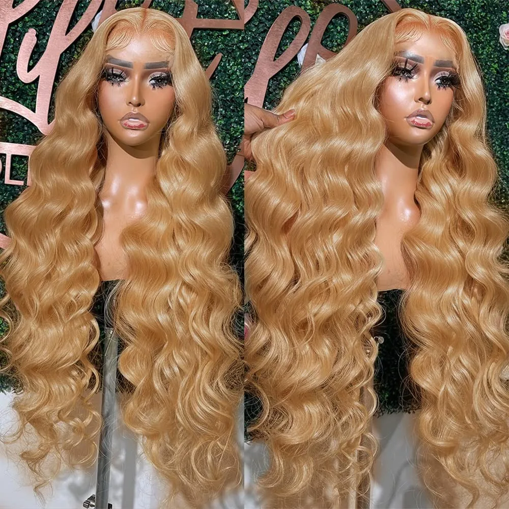 

27 # Парик из натуральных волос Honey Blond Body Wave 13x4 с кружевной передней частью, бразильские окрашенные волосы Loose Water Wave 13x4 HD Lace Front Wig для женщин