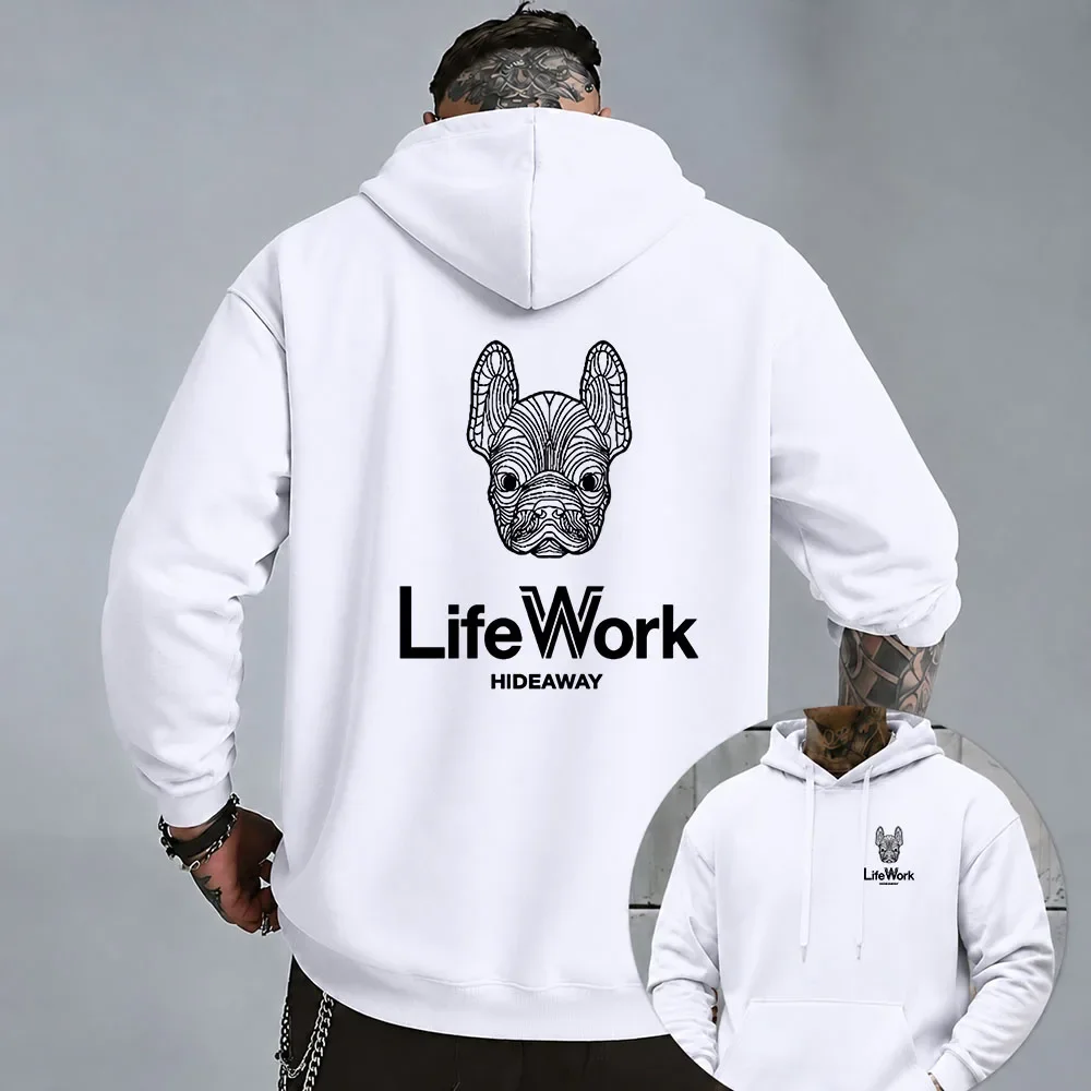 Retro Korean Dog Print Luxury Brand Men's and Women's Work Hoodies, Summer Luxury Brand Retro Loose Long Sleeved Hoodies