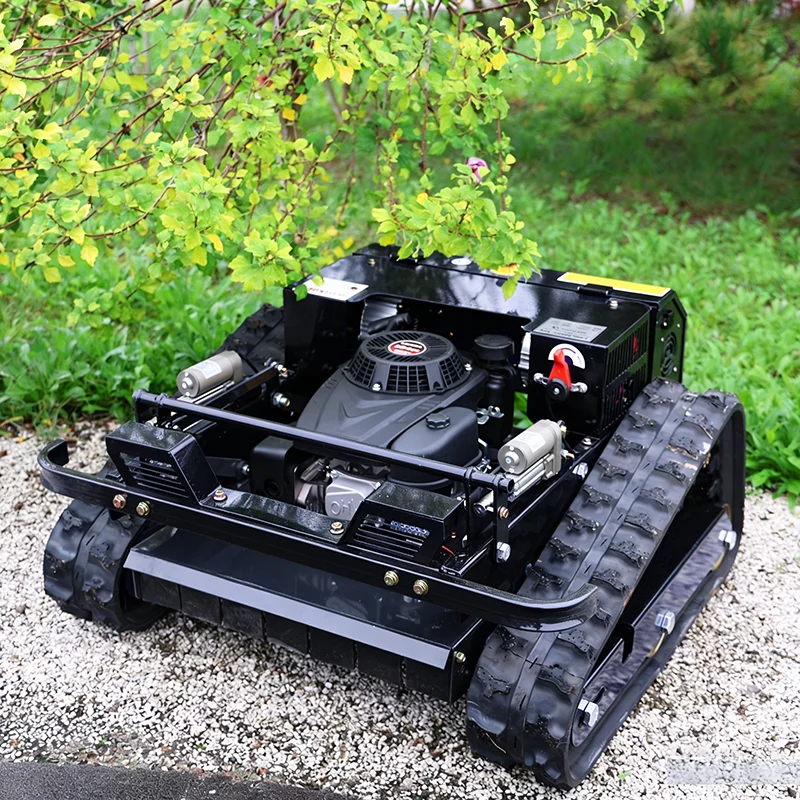 

Customized tracked off-road lawn mower and grass crusher for remote control operation of mountain embankments