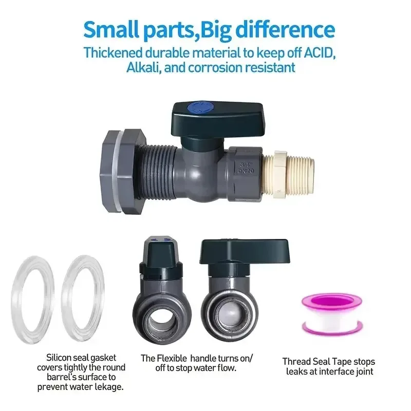 Gardening Rain Barrel Faucet Kit1-2SetPVCConnector Drain Adapter with Inner Connection Tool Supplies