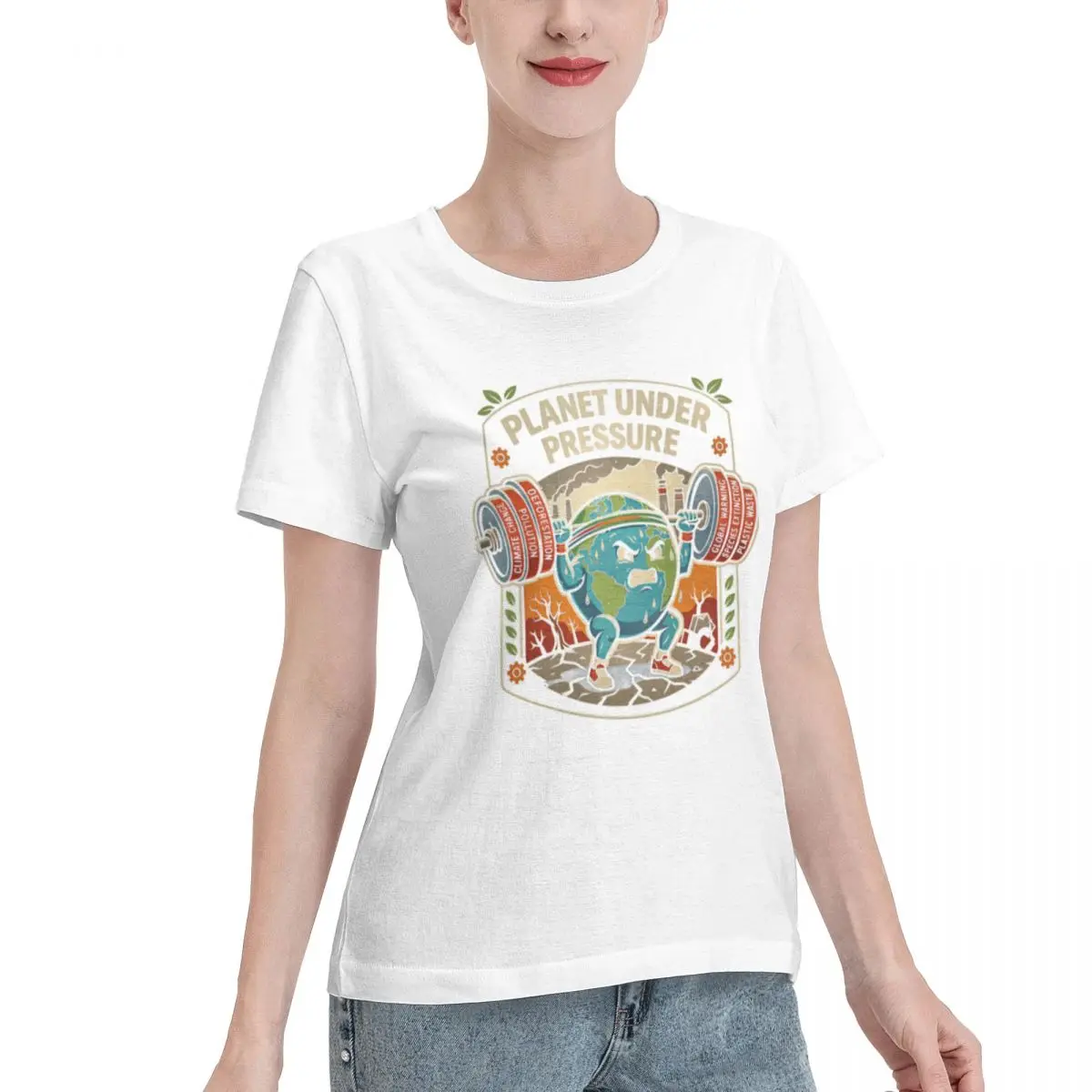 Custom Available Planet Under Pressure Climate Change Women's T-shirt Sports Fitness Aesthetic Women Top