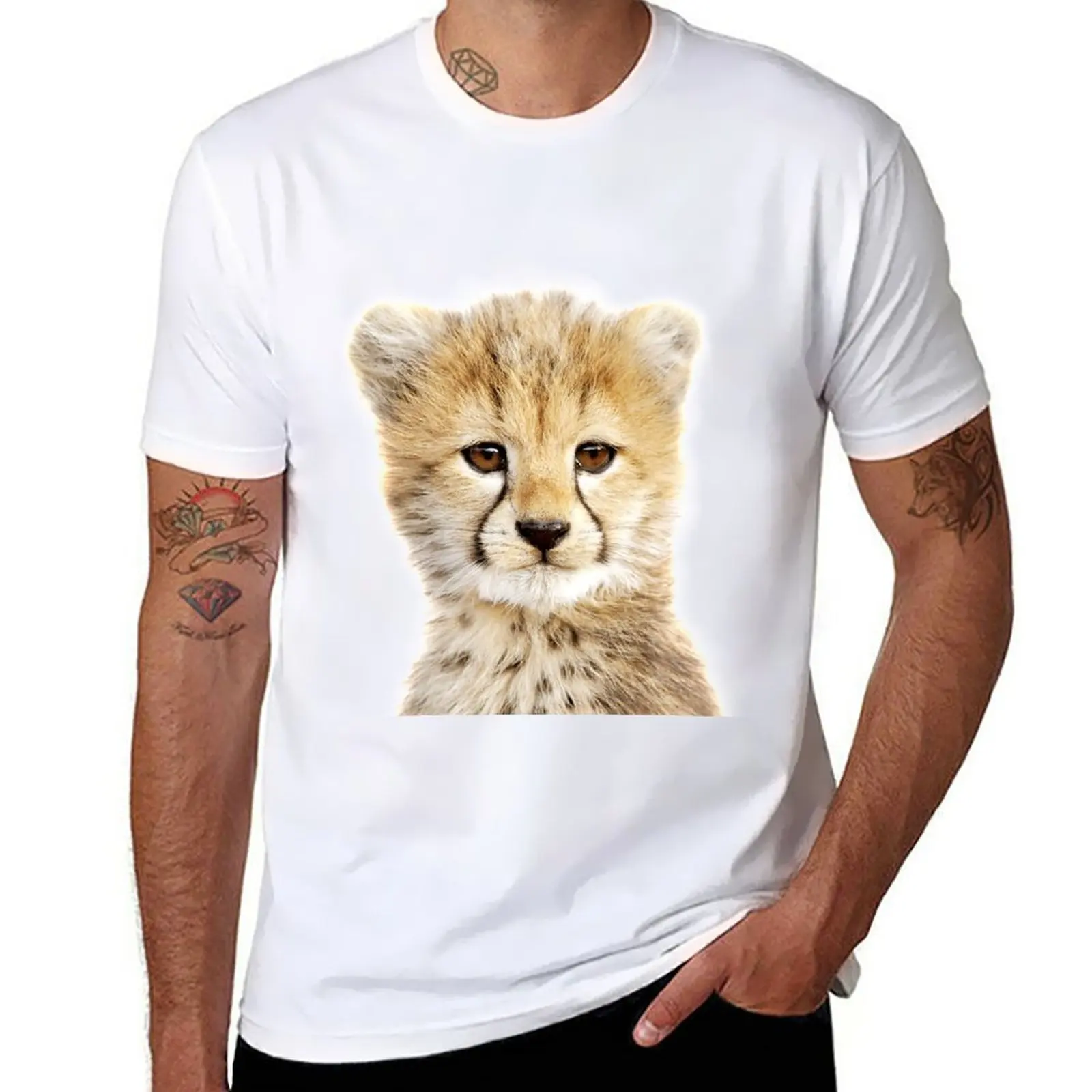 Baby Cheetah Art Print, by Zouzounio Art T-Shirt Blouse shirts graphic tees kawaii clothes anime mens funny t shirts