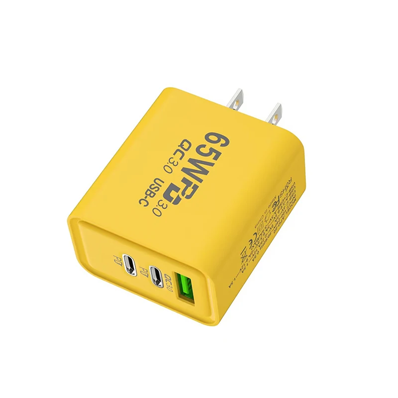 Cargador PD tipo C de carga rápida, adaptador de carga Usb 3,0 de 65W para iPhone 14, 13, 12, Xiaomi, Samsung, cargador de pared USB C