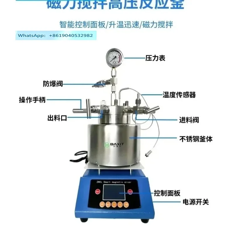 High pressure reaction kettle desktop micro high-temperature hydrogenation tank small electric heating magnetic stirrer
