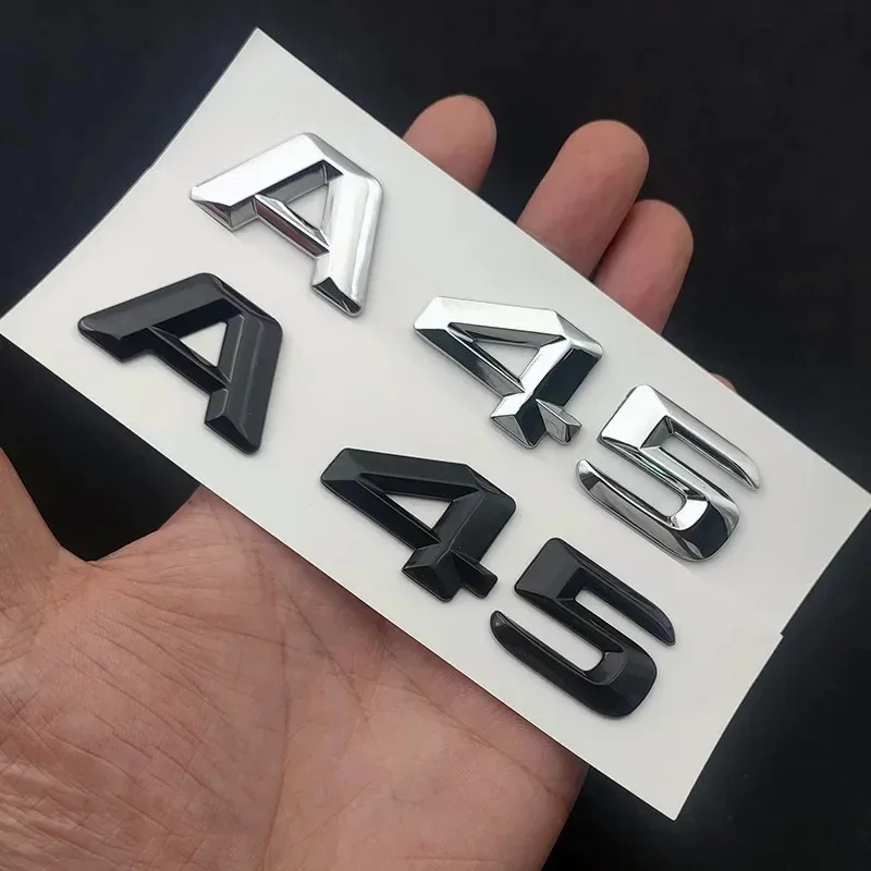 

3D ABS Chrome Letters Black Car Sticker Rear Trunk Badge Emblem Logo For Mercedes A45 AMG W176 W177 14-16 Auto Accessories