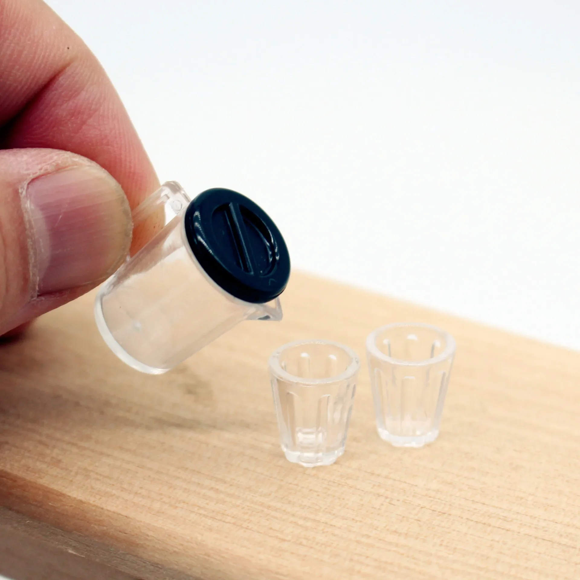 Dollhouse Water Bottle Mug Set Mini Cup Transparent Hand DIY Scene Model Miniature Home Decor Doll Accessories Toys