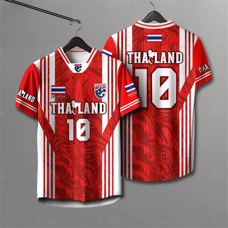 Thailand National Soccer Jersey, Bohemian Floral All Over Print Schnelltrocknendes Oberteil für trendige, virale Fußballfans im Alltag. – Detail 6