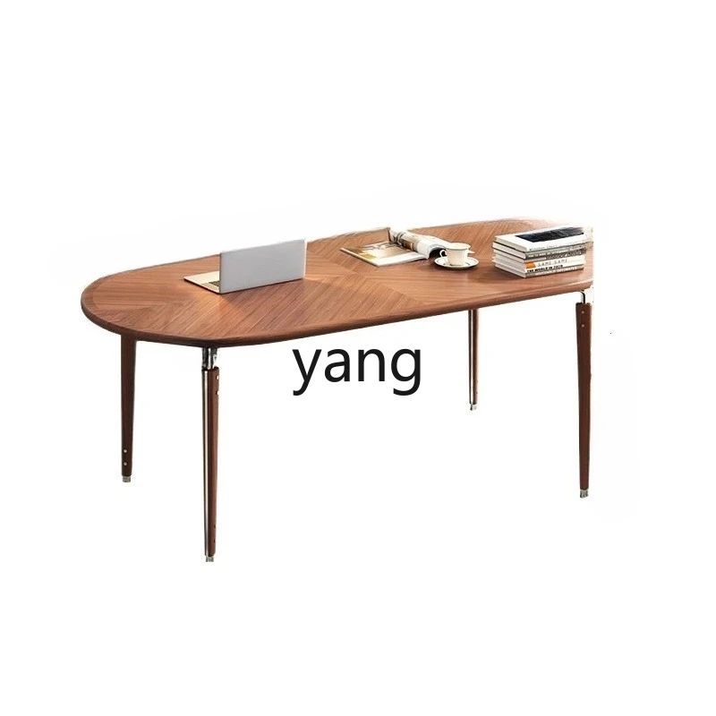 

LMM black walnut solid wood home modern simple large board desk oval dining table